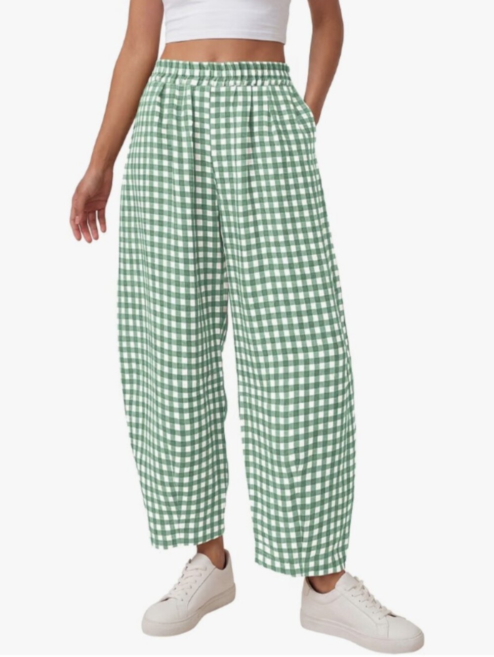 Gingham Barrel Pants